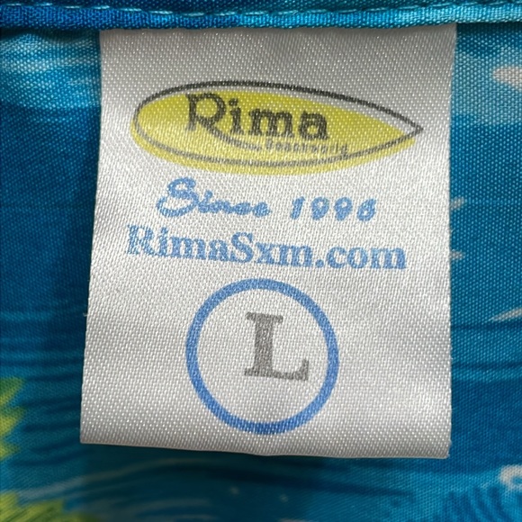Rima Men’s Classic Short Sleeve Button Down Beach Shirt Blue Large - Picture 7 of 8